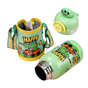Little Surprise Box Crocodile 3D Lid Stainless Steel Kids Bottle, 550 ml - Water Bottle