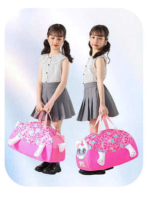 Little Surprise Box, Cute Prints/Theme Kids Duffle Bag for Classes and Travel, 5 years + - LSB - BG - PNKMINTCAT - DUFFEL