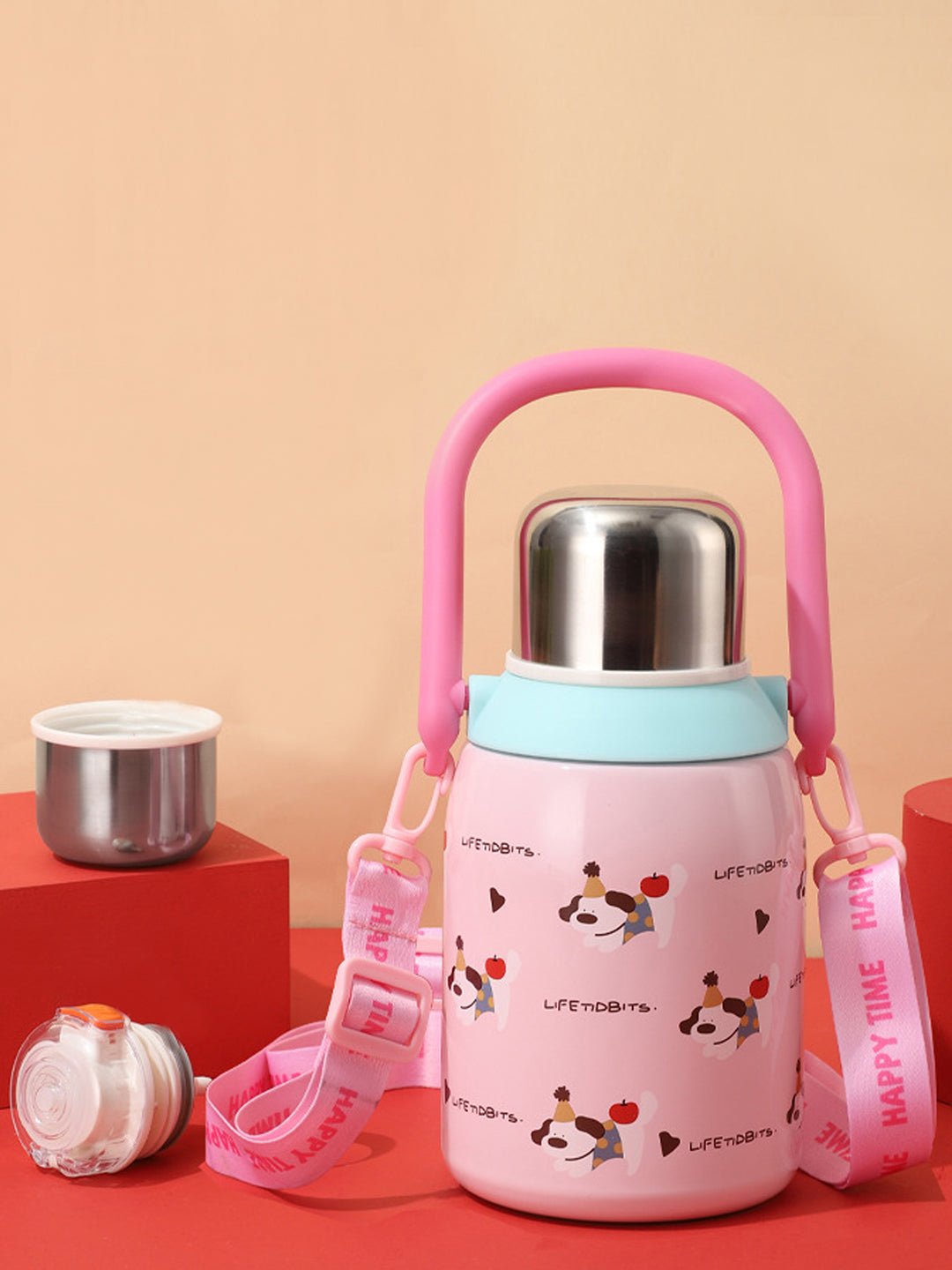 Little Surprise Box, Dachshund Puppy Stainless Steel Premium Insulated Water Bottle, 800ML - LSB - WB - PARTYHAT - PUPY