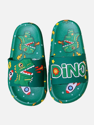 Little Surprise Box Dark Green all over Dino theme Slip on Clogs/Footwear for Toddlers & Kids - Kids Shoes & Socks