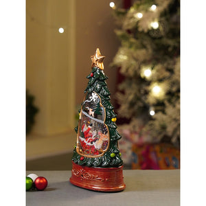 Little Surprise Box Dark Green Tree Decor with Musical Glitter Water Light, Christmas Home Décor - Christmas Decor