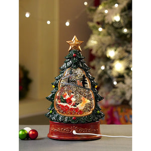 Little Surprise Box Dark Green Tree Decor with Musical Glitter Water Light, Christmas Home Décor - Christmas Decor