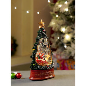 Little Surprise Box Dark Green Tree Decor with Musical Glitter Water Light, Christmas Home Décor - Christmas Decor