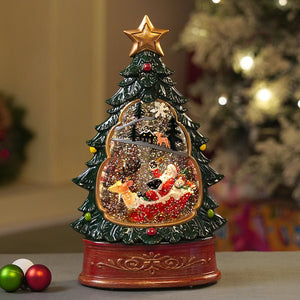 Little Surprise Box Dark Green Tree Decor with Musical Glitter Water Light, Christmas Home Décor - Christmas Decor