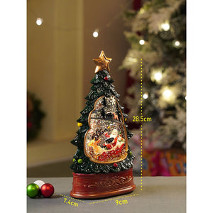 Little Surprise Box Dark Green Tree Decor with Musical Glitter Water Light, Christmas Home Décor - Christmas Decor