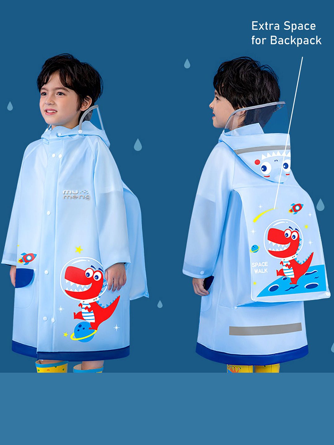 Little Surprise Box, Dino Hit Space Raincoat for Kids - LSB - RC - DINOHITSPACE - S