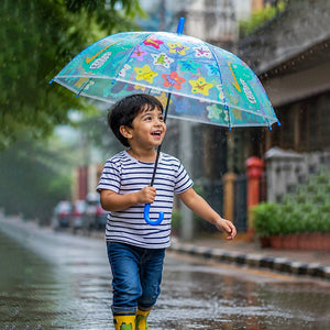 Little Surprise Box Dino Print Kids Umbrella Blue | The Mom Store - Monsoon Wear