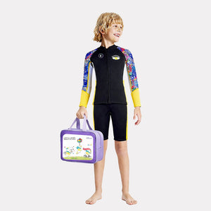 Little Surprise Box Dive 2 - Piece Kids Swimsuit Set with Front - Zip Jacket & Shorts - 4 - 5 Years Kids Swimwear