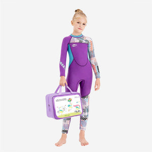 Little Surprise Box Dive Purple & Teal Geometric Kids Neoprene Swimsuit - 4 - 5 Years Kids Swimwear
