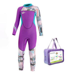 Little Surprise Box Dive Purple & Teal Geometric Kids Neoprene Swimsuit - 4 - 5 Years Kids Swimwear