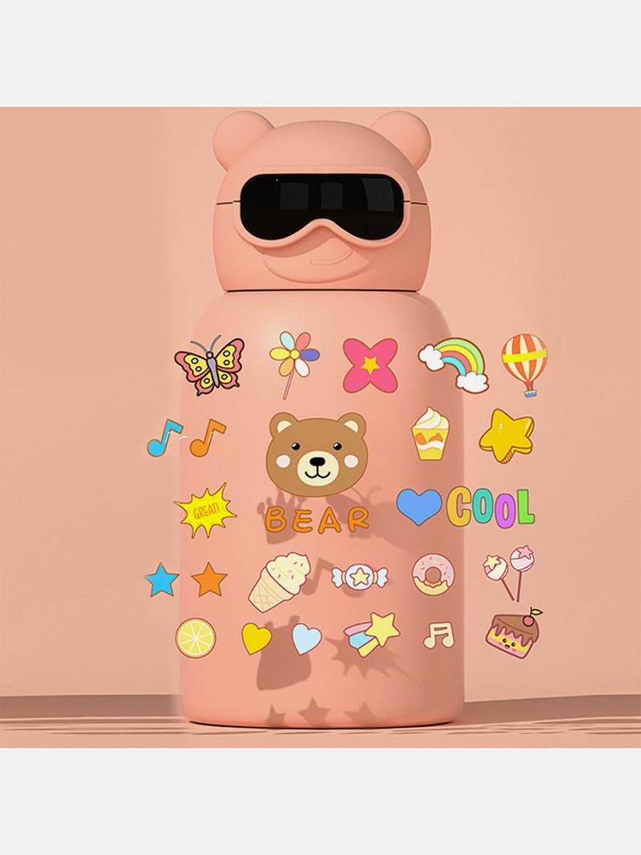 Little Surprise Box DIY Sticker Specsy Ted Kids Water Bottle - LSB-WB-DIY-PNKSPECSTED