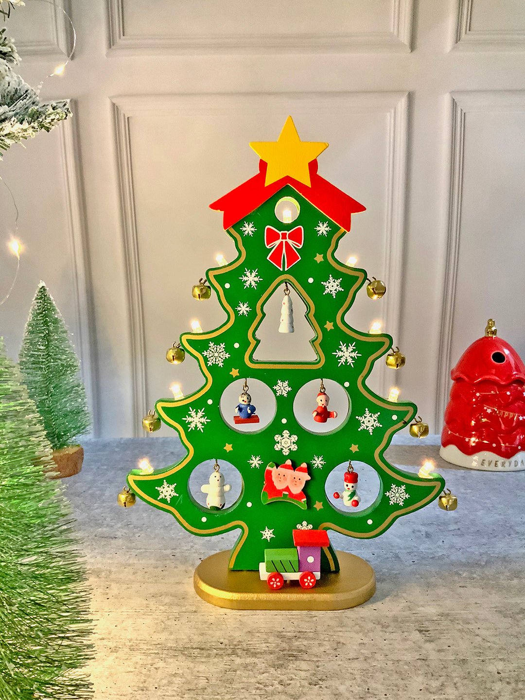 Little Surprise Box DIY Wooden Christmas Tree with LED Light,Christmas Table Décor - LSB - CMS - WOODGRNDIY - TBLDEC