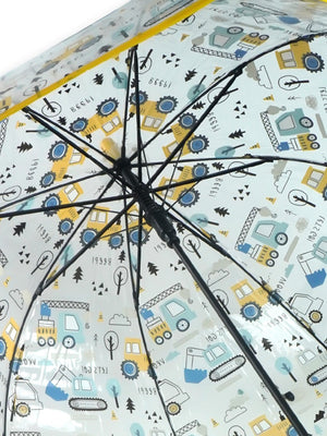 Little Surprise Box, Dome style construction theme Transparent Umbrella for Kids, 1-5years - Umbrella