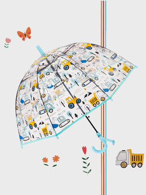 Little Surprise Box, Dome style construction theme Transparent Umbrella for Kids, 1-5years - Umbrella