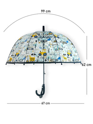 Little Surprise Box, Dome style construction theme Transparent Umbrella for Kids, 1-5years - Umbrella