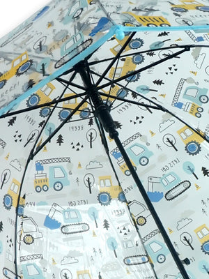 Little Surprise Box, Dome style construction theme Transparent Umbrella for Kids, 1-5years - Umbrella