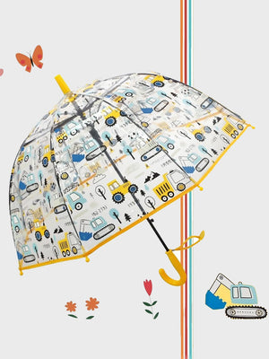 Little Surprise Box, Dome style construction theme Transparent Umbrella for Kids, 1-5years - Umbrella