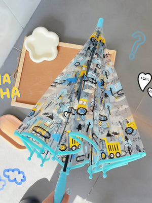 Little Surprise Box, Dome style construction theme Transparent Umbrella for Kids, 1-5years - Umbrella