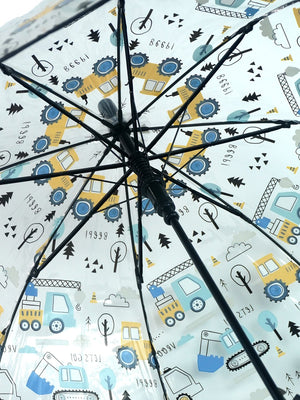 Little Surprise Box, Dome style construction theme Transparent Umbrella for Kids, 1-5years - Umbrella