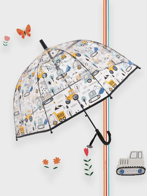 Little Surprise Box, Dome style construction theme Transparent Umbrella for Kids, 1-5years - Umbrella