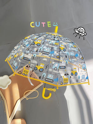 Little Surprise Box, Dome style construction theme Transparent Umbrella for Kids, 1-5years - Umbrella