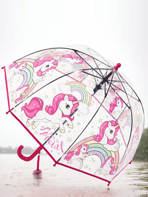 Little Surprise Box, Dome style Transparent Umbrella for Kids, 1 - 5years - LSB - UM - DOME - RAINBOW