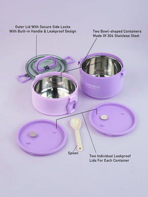 Little Surprise Box Double Decker Stainless Steel Lunch Box - LSB - LB - PURPL - 2DECKR