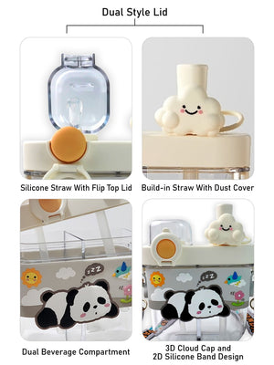 Little Surprise Box, Dual Beverage compartment Tritan Kids Water Bottle, 580ml, 2yrs + - LSB - WB - DUALPANDA - TRITAN