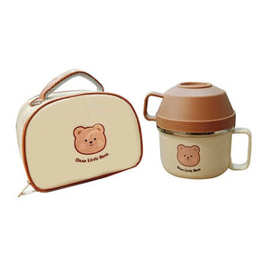 Little Surprise Box Dual Handle Soup /Noodles Lunch Box with matching Cover - LSB - LB - CRMBRWN2HNDL