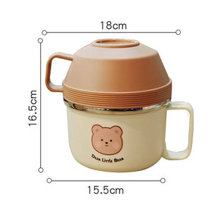 Little Surprise Box Dual Handle Soup /Noodles Lunch Box with matching Cover - LSB - LB - CRMBRWN2HNDL