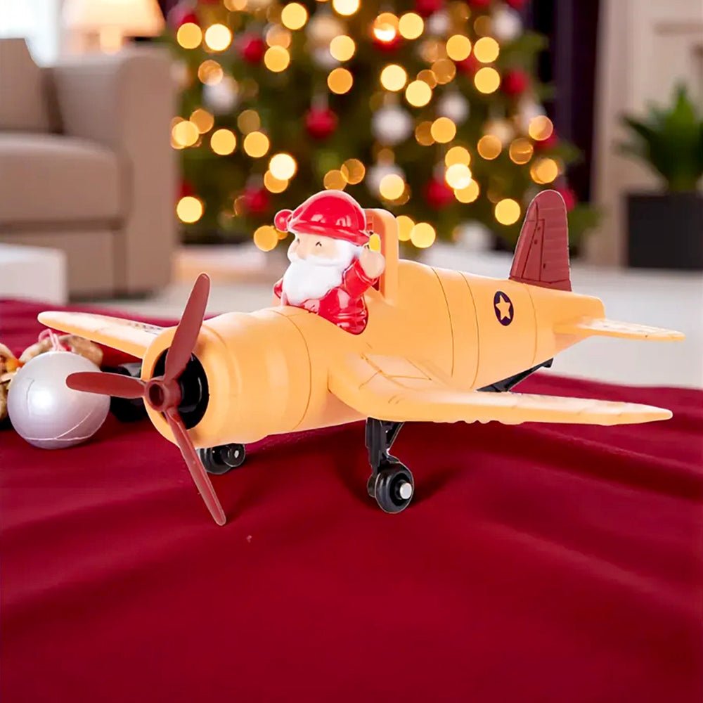 Little Surprise Box Dual Plane and Santa Carriage Rotating Christmas Tree Animated Topper. - Christmas Decor