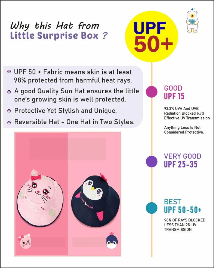 Little Surprise Box Dual Side Reversible Sun Hat with UPF50+ for Toddlers& Kids - LSB - CAP - PINKREVERSE