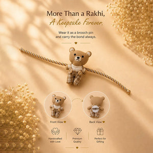 Little Surprise Box, Dual style Rakhi & broach Clip for Kids - Brown Rakhi Gift
