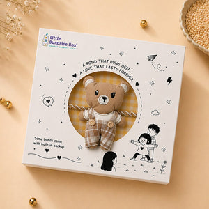 Little Surprise Box, Dual style Rakhi & broach Clip for Kids - Brown Rakhi Gift