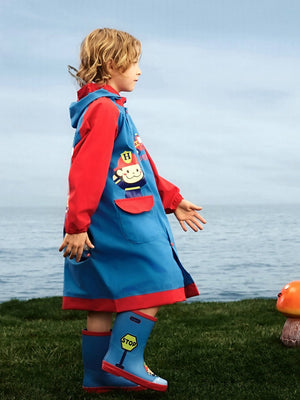 Little Surprise Box, Fire Engine theme Knee length Raincoat for Kids - 