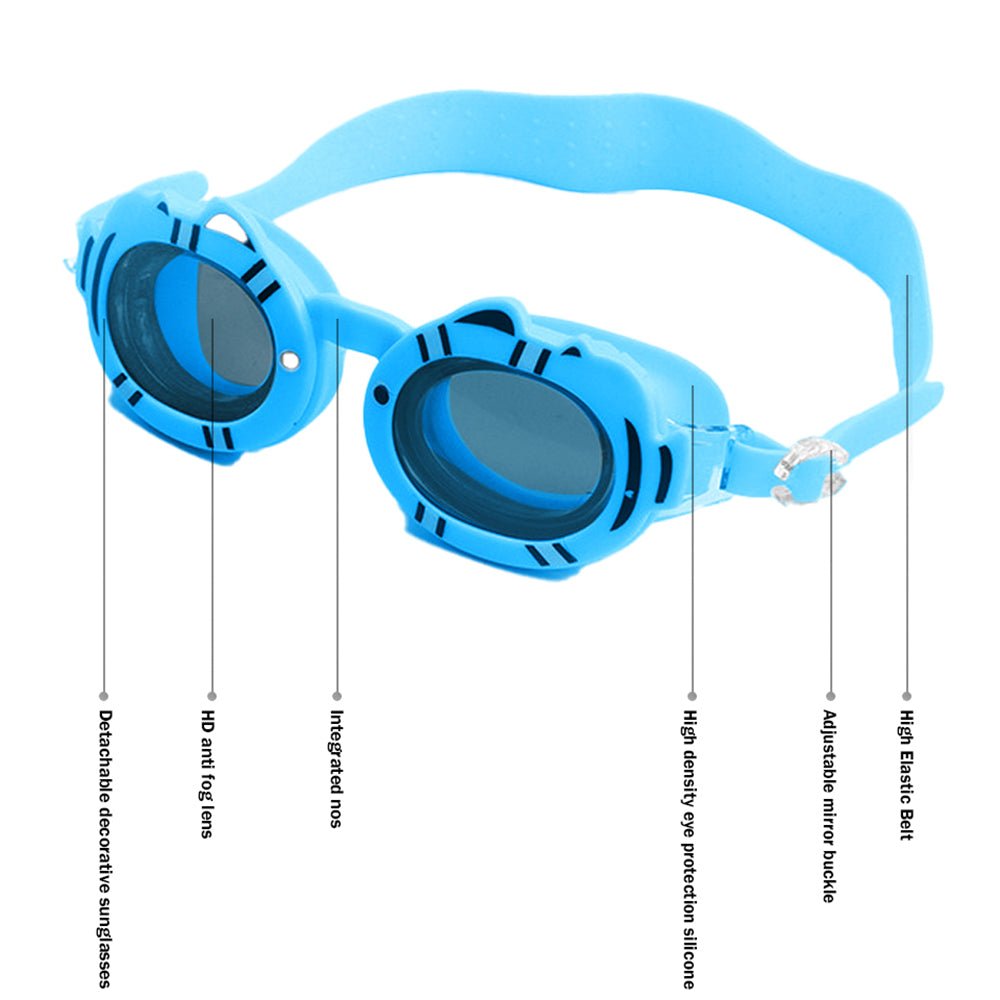 Little Surprise Box Fish Dual Glass Frame Sun protection & Swimming Goggles for Kids, UV protected and Anti Fog. - LSB-SG-DG-Fishblue