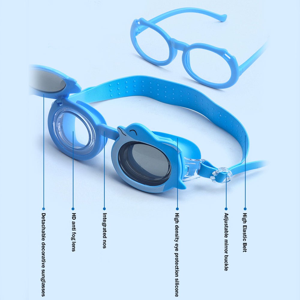 Little Surprise Box Fish Dual Glass Frame Sun protection & Swimming Goggles for Kids, UV protected and Anti Fog. - LSB-SG-DG-Whaleblue