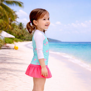 Little Surprise Box Flamingo Skort Set - Tropical Style | The Mom Store - 3 - 4 Years Girls Swimwear