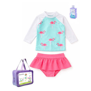 Little Surprise Box Flamingo Skort Set - Tropical Style | The Mom Store - 3 - 4 Years Girls Swimwear
