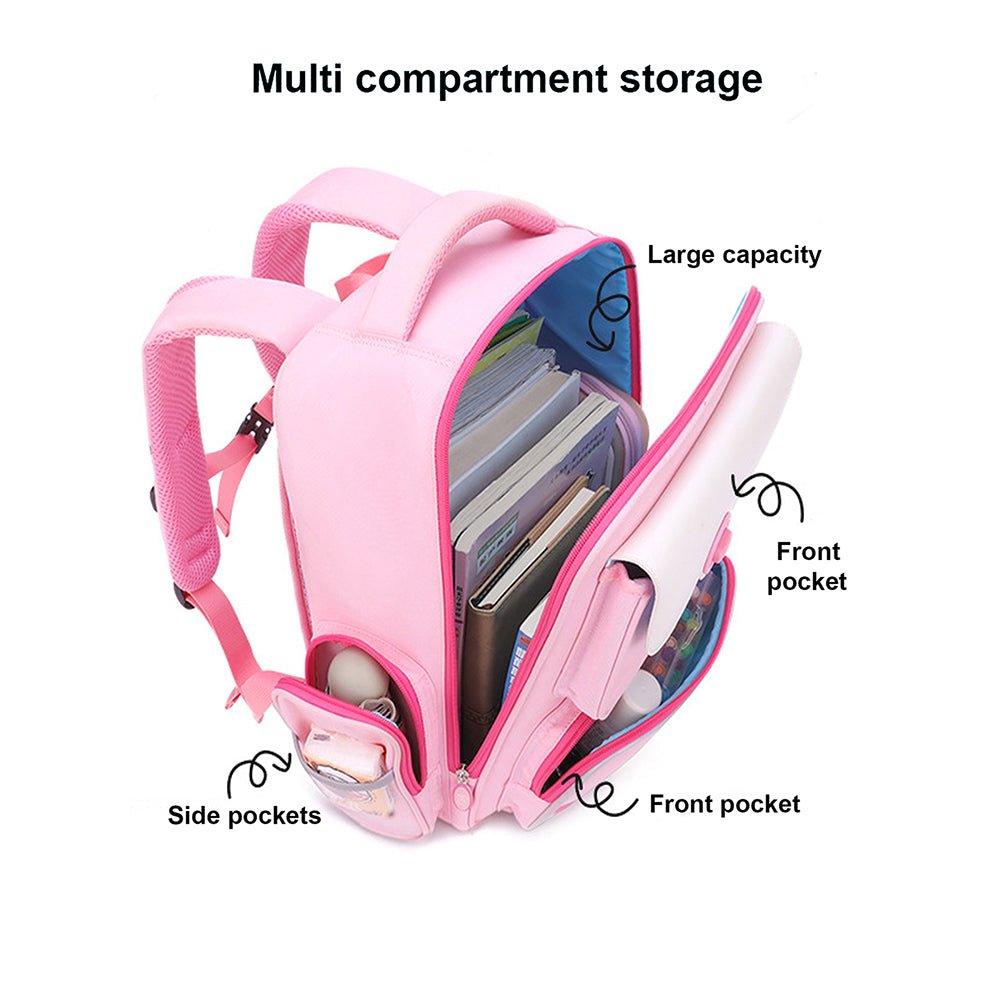Little Surprise Box Flap Ergonomic Anti gravity Shock absorption School Backpack for Kids - LSB-BG-WHTPNKFLAP