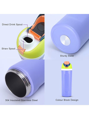 Little Surprise Box Flip Lid styled Premium Stainless steel Double Wall Bottle for Office, Gym and School, 750ML - Lavender