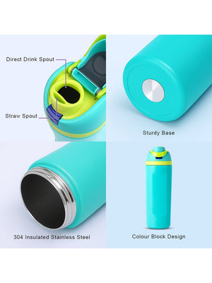 Little Surprise Box Flip Lid styled Premium Stainless steel Double Wall Bottle for Office, Gym and School, 750ML - Turquoise