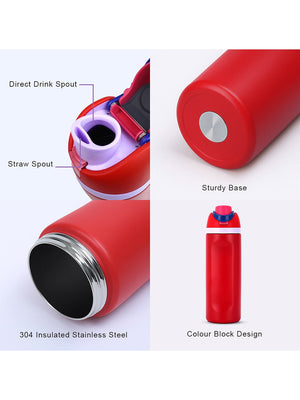 Little Surprise Box Flip Lid styled Premium Stainless steel Double Wall Bottle for Office, Gym and School, 750ML - Red