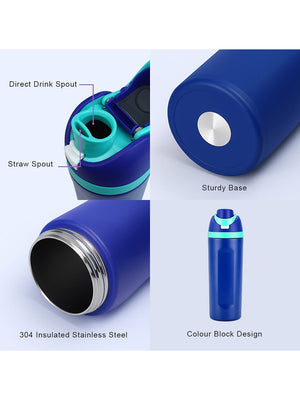 Little Surprise Box Flip Lid styled Premium Stainless steel Double Wall Bottle for Office, Gym and School, 750ML - Navy Blue