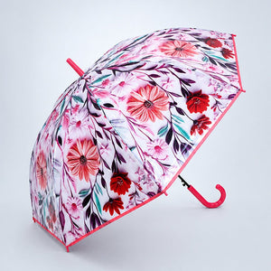 Little Surprise Box, Floral Tile Print Umbrella for Teens & Adults - Pink Umbrella