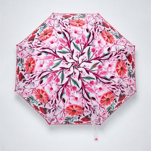 Little Surprise Box, Floral Tile Print Umbrella for Teens & Adults - Pink Umbrella