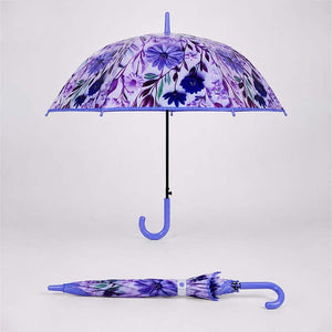 Little Surprise Box, Floral Tile Print Umbrella for Teens & Adults - Purple Umbrella