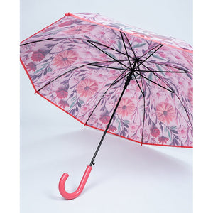 Little Surprise Box, Floral Tile Print Umbrella for Teens & Adults - Pink Umbrella