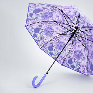 Little Surprise Box, Floral Tile Print Umbrella for Teens & Adults - Purple Umbrella
