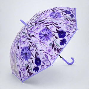 Little Surprise Box, Floral Tile Print Umbrella for Teens & Adults - Purple Umbrella